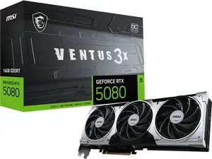 MSI GeForce RTX 5080 Ventus 3X OC Graphics Card with 16GB GDDR7 Memory, DLSS 4 Support, and Triple Fan Cooling
