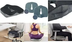 LogiLink Orthopedic Tailbone Seat Cushion Black Memory Foam Core for Optimal Pressure Distribution