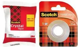3M Scotch Клейкая лента Кристалл прозрачная 19 мм х 33 м набор