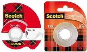 Настольный диспенсер для скотча 3M Scotch Crystal с лентой 19 мм x 15 м, прозрачный, бесшумное и легкое разматывание