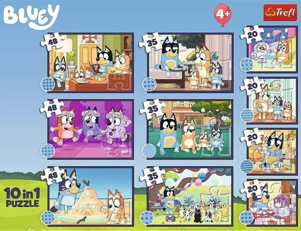 Trefl 10-in-1 puzles komplekts Bluey Stāsts