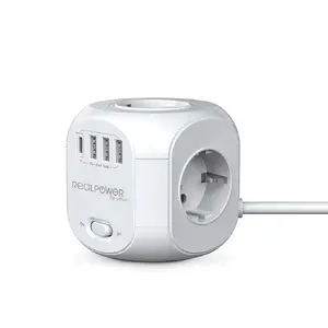 Сетевой куб RealPower PowerBox 431 с 3 портами USB-A и 1 портом USB-C