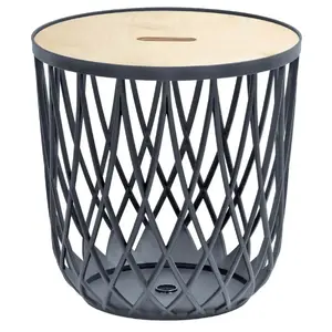 Prosperplast Uniqubo Multifunctional Storage Basket with Wooden Lid 55 L Plastic
