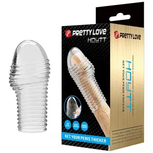 FOR HIM PRETTY LOVE HOTTT Насадка на пенис прозрачная TPE с текстурированными кольцами