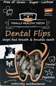 QCHEFS Dental Flips Лакомство для собак 40 г беззерновое для ухода за зубами с антибактериальными пептидами