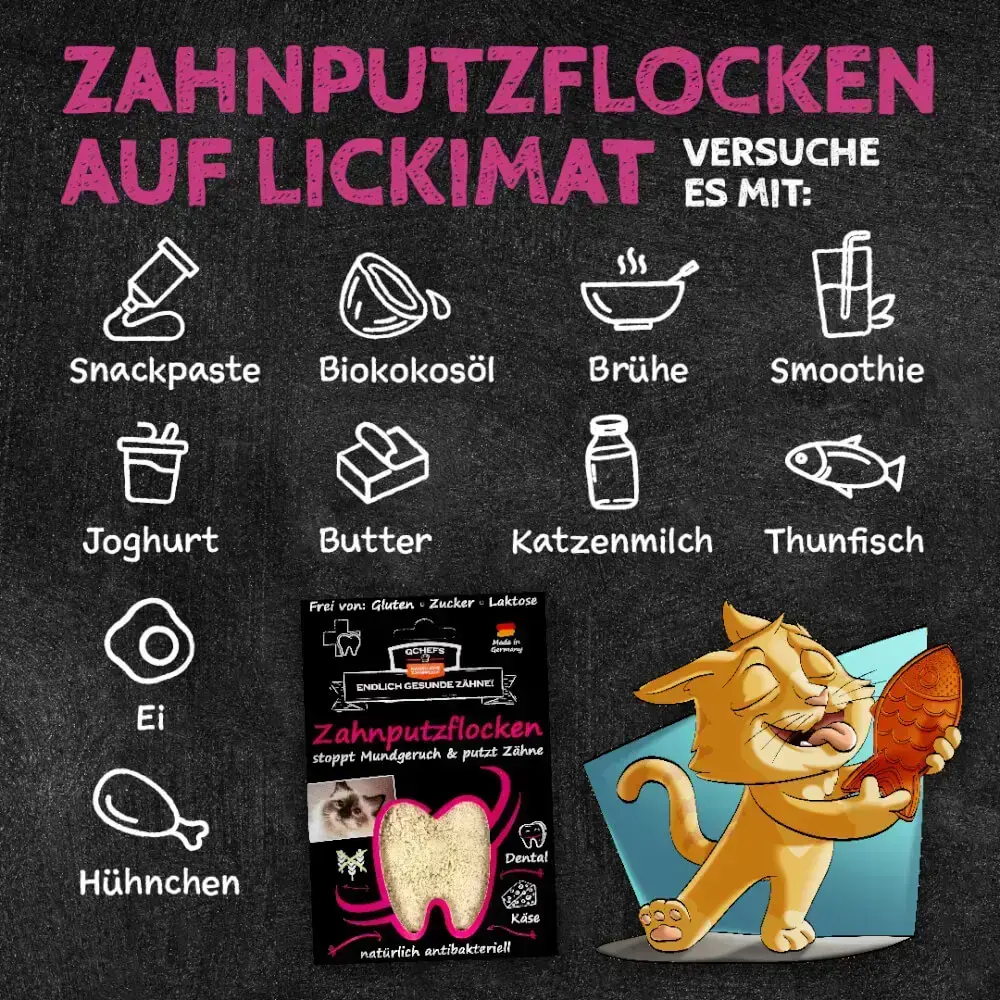 QCHEFS Dental Flakes Cat 80g Zobu kopšanai Photo 5