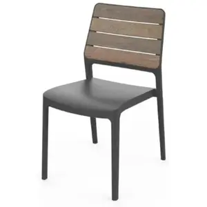 Garden chair Keter Deco Porto walnut and gray made of UV-resistant pressed plastic with 110 kg load capacity and stackable design