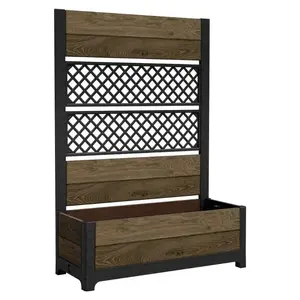 Keter Deco Tulip Walnut Mesh Flower Pot with 110L Capacity and 2-Rhombus Design for Outdoor Use