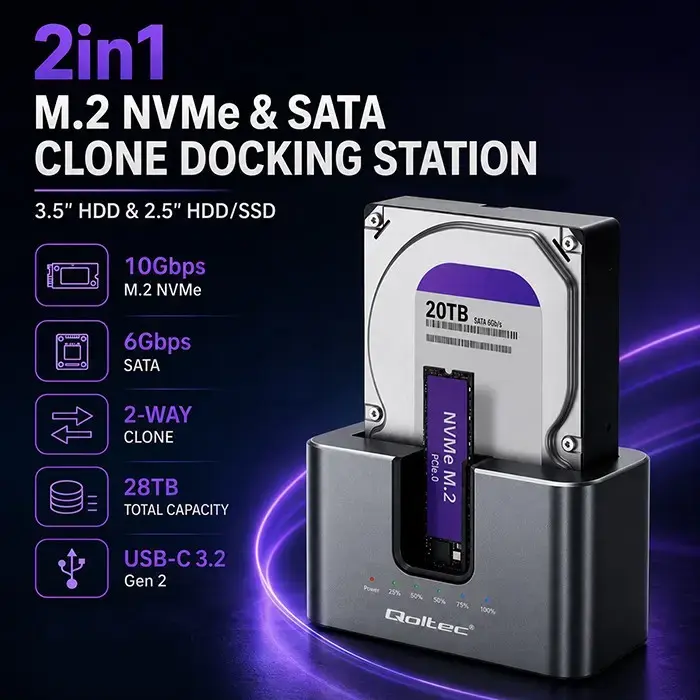 QOLTEC 2in1 HDD SSD Docking Station 52631 Photo 3