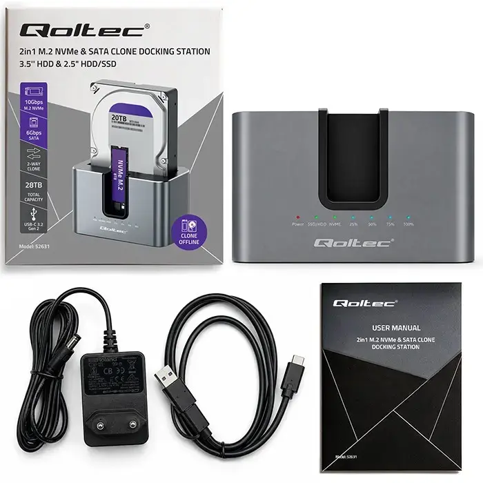 QOLTEC 2in1 HDD SSD Docking Station 52631 Photo 21
