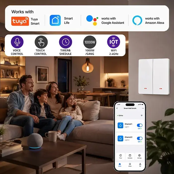 Smart Light Switch QOLTEC 52706 WiFi Tuya Photo 6