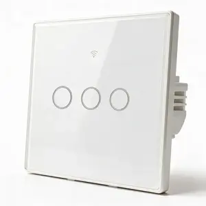 QOLTEC 52717 Smart Touch Light Switch 3-Gang WiFi Timer Tuya