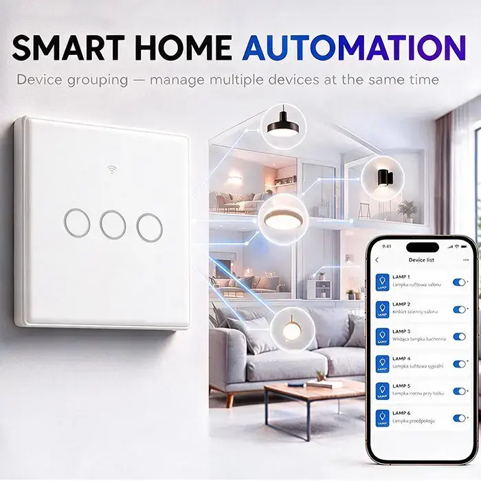 QOLTEC 52717 Smart Touch Light Switch WiFi Tuya Photo 3