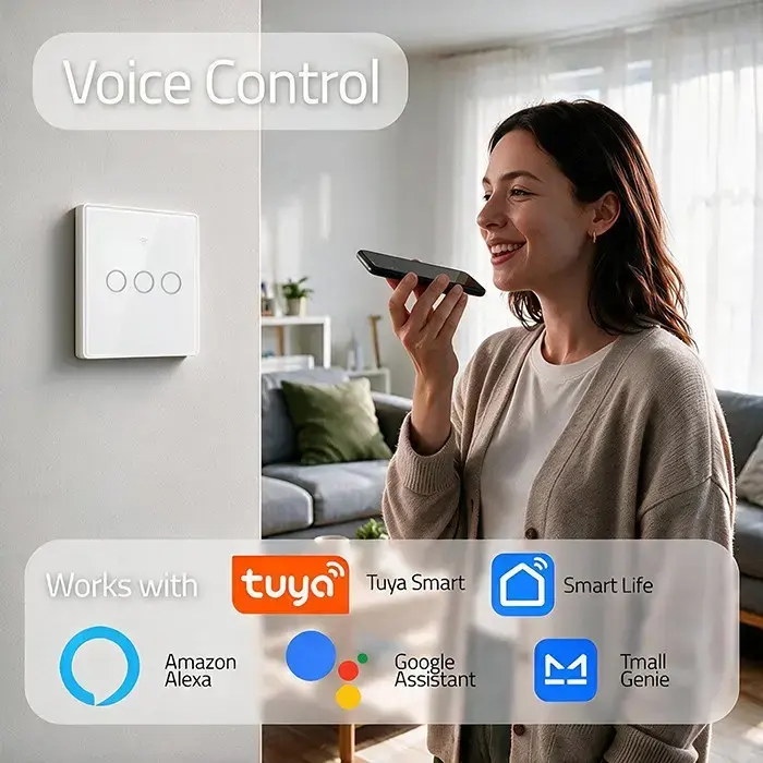 QOLTEC 52717 Smart Touch Light Switch WiFi Tuya Photo 5