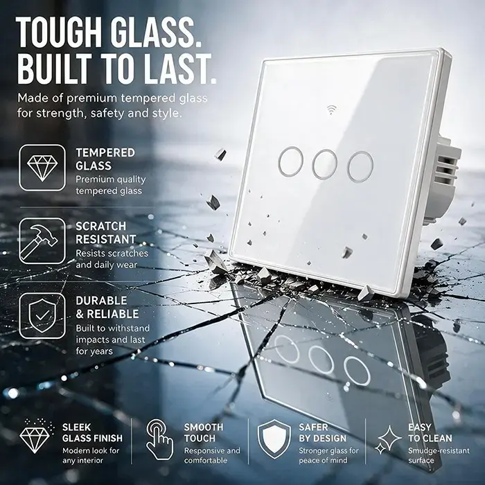 QOLTEC 52717 Smart Touch Light Switch WiFi Tuya Photo 9