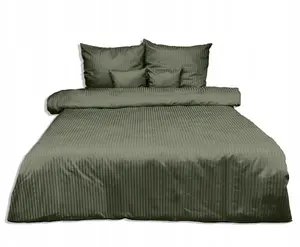 Matex Damask Bedding Set with 1 cm Stripe Pattern, 160x200 cm Duvet Cover and Two 70x80 cm Pillowcases