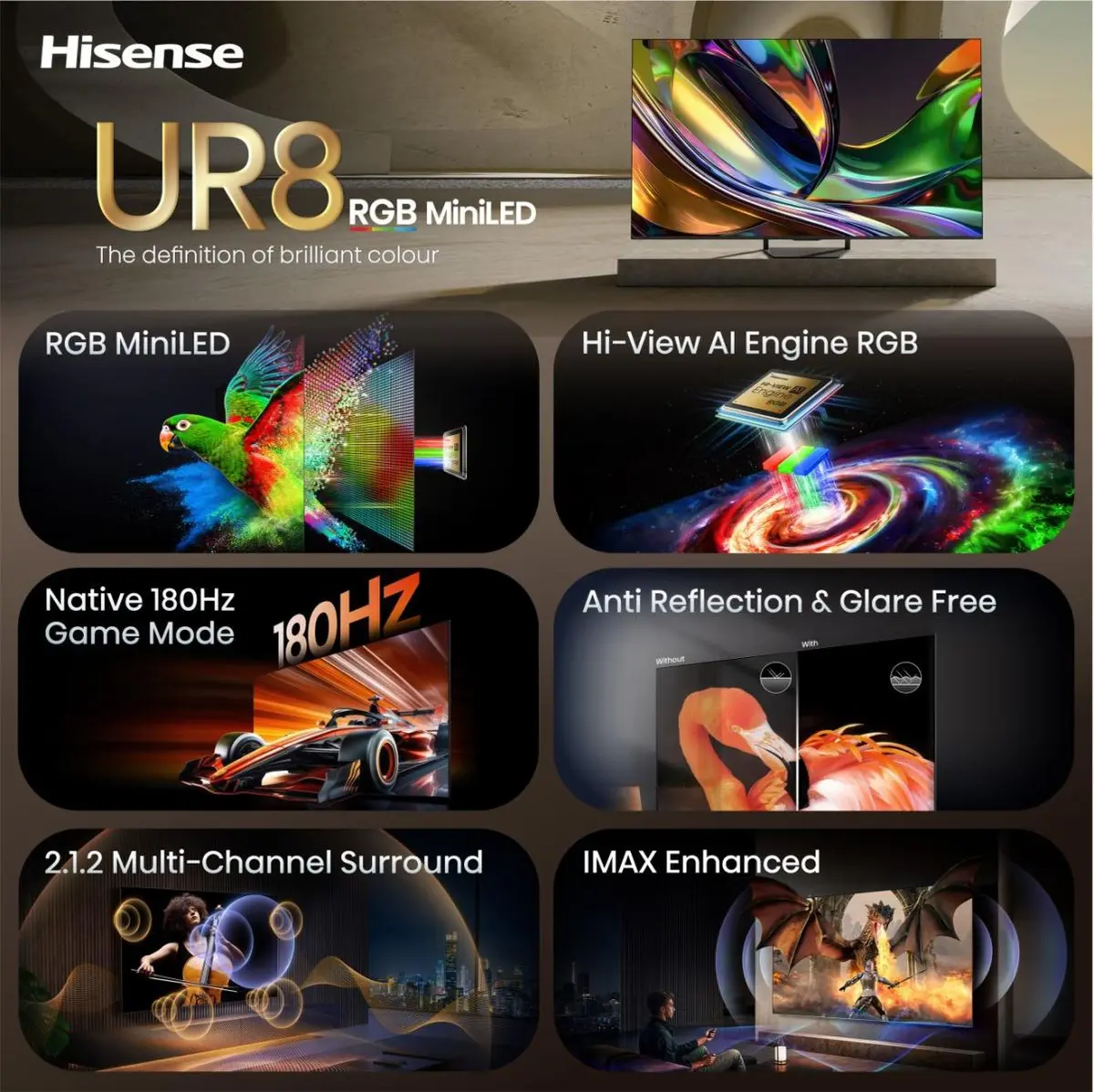 Televizors Smart TV Hisense 55UR8DS 55 Collas 4K Ultra HD Photo 4