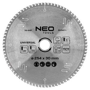 NEO tools 55-548 Carbide Saw Blade 254 x 30 mm 80 Teeth Universal