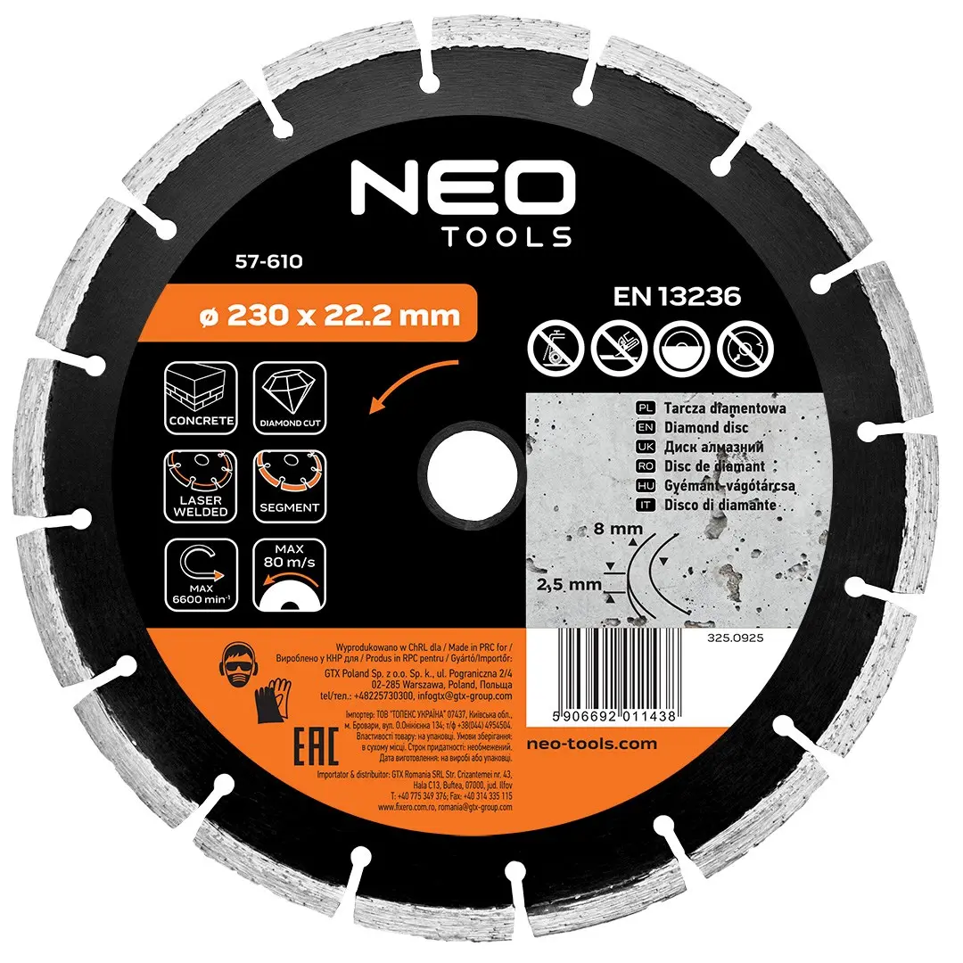 NEO tools 57-610 Dimanta griezējdisks 230
