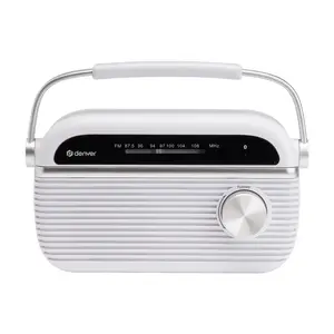 DENVER TRB-67W white portable radio with AM and FM tuner