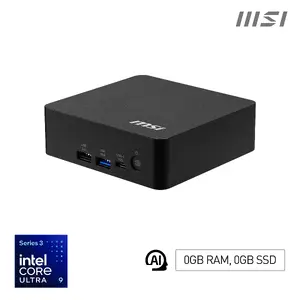 MSI Cubi NUC AI+ 3MG Mini PC barebone ar Intel Core Ultra 9 386H procesoru, DDR5 atbalstu, diviem Thunderbolt 4, diviem HDMI, diviem LAN un Wi-Fi 7 portiem
