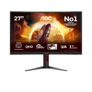 AOC CQ27G4Z2 Spēļu datora monitors 27 collu izliekts Fast VA Quad HD 2560 x 1440 LED melns un sarkans