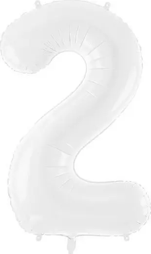 PartyDeco Folija balons Cipars 2 Balts