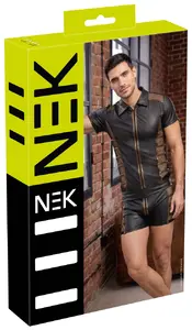 NEK Net Shirt L Рубашка с коротким рукавом Черный влажный эффект Сетчатые вставки Бронзовая окантовка Молния и воротник