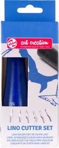 Talens Art Creation Linoleum Cutting Tools Set with Handle and Interchangeable Blades for Printmaking and Block Printing