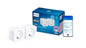 Philips Smart Plug Matter Type F with Power Meter 2-pack White Wi-Fi Bluetooth