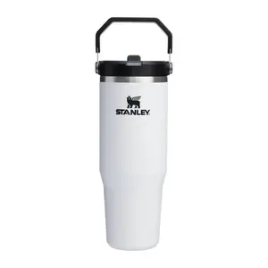 Termokrūze ar salmiņu Stanley The IceFlow Flip Straw 2.0 Tumbler 0.89L Krīta Balta Dubultā Vakuuma Izolācija