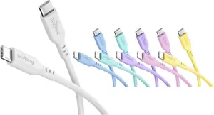 Goobay Pastel Power Pack Set 6x USB-C Silicone Cable 1.5 m White, Blue, Turquoise, Purple, Pink, Yellow