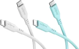 Goobay Crystal Lagoon Set 2x USB-C Silicone Cable 1.5 m White Turquoise