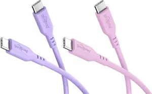 Goobay Berry Swirl Set 2x USB-C Silicone Cable 1.5 m Purple Pink