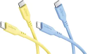 Goobay Sun & Sky Set 2x USB-C Silicone Cable 1.5 m Yellow Blue