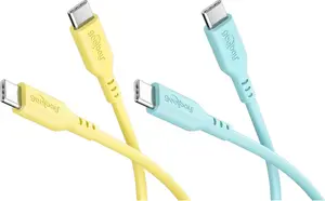 Goobay Tropic Glow USB-C Silicone Cable Set 2-Pack 1.5 m Yellow Turquoise