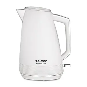 Электрический чайник Zelmer ZCK7956E Elegant Line емкостью 1.7 л, мощностью 2200 Вт, с корпусом из нержавеющей стали, вращающейся на 360° подставкой и защитой от перегрева, белый