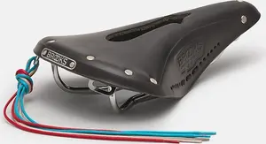 Brooks B17 Narrow Carved Bicycle Saddle in Black with Steel Rails and Cutout Feature for Sporty Riding