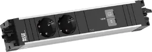 Bachmann STEP ALU power strip with 2 CEE7/3 sockets and 1 USB Type-C port 100W