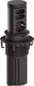 Bachmann Elevator2 Power Strip 1x CEE 7/3 Schuko 2x Euro Socket Black RAL9005 0.5m Cable