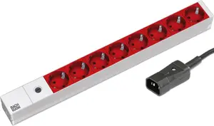 Bachmann 19-inch Rack Power Strip Aluminium with 8 Sockets CEE 7/3 C14 Inlet Plug 8m Cable