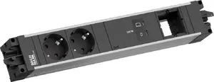 Bachmann STEP ALU Power Strip with 2x CEE 7/3 Sockets, 1x USB Type-C 100W Port, and Custom Module