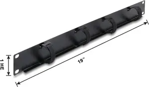 Delock 91067 19-inch 1U Cable Management Panel with 4 Hook-and-Loop Cable Ties Black
