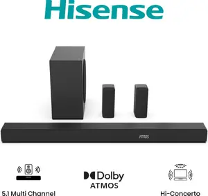 Hisense AX5100Q Soundbar 5.1 Kanāli 580 W Dolby Atmos DTS:X Bezvadu Subwoofer Bluetooth Melns