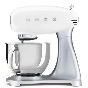 Smeg SMF04WHEU 50's Style Stand Mixer White 800W Aluminium and Stainless Steel with Whisk and Beat Functions
