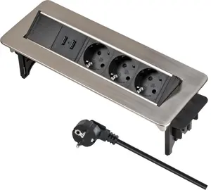 Desk Power Strip Indesk Power with 3 Sockets and 2 USB Ports