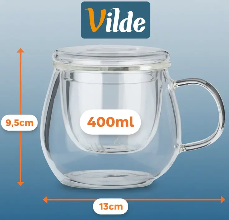 Стеклянная кружка с ситечком Vilde 400 мл Photo 3