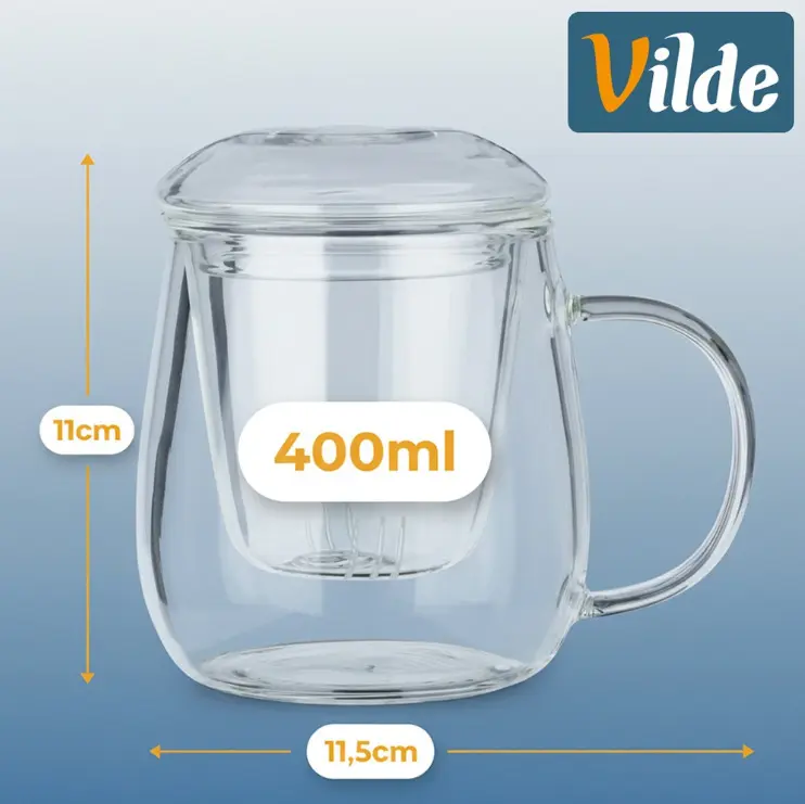 Стеклянная кружка Vilde 139816 с ситечком 400 мл Photo 4