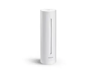 Netatmo Smart Indoor Air Quality Monitor White with temperature, humidity, CO2, and noise level measurement, Apple HomeKit compatibility, and smartphone app remote monitoring