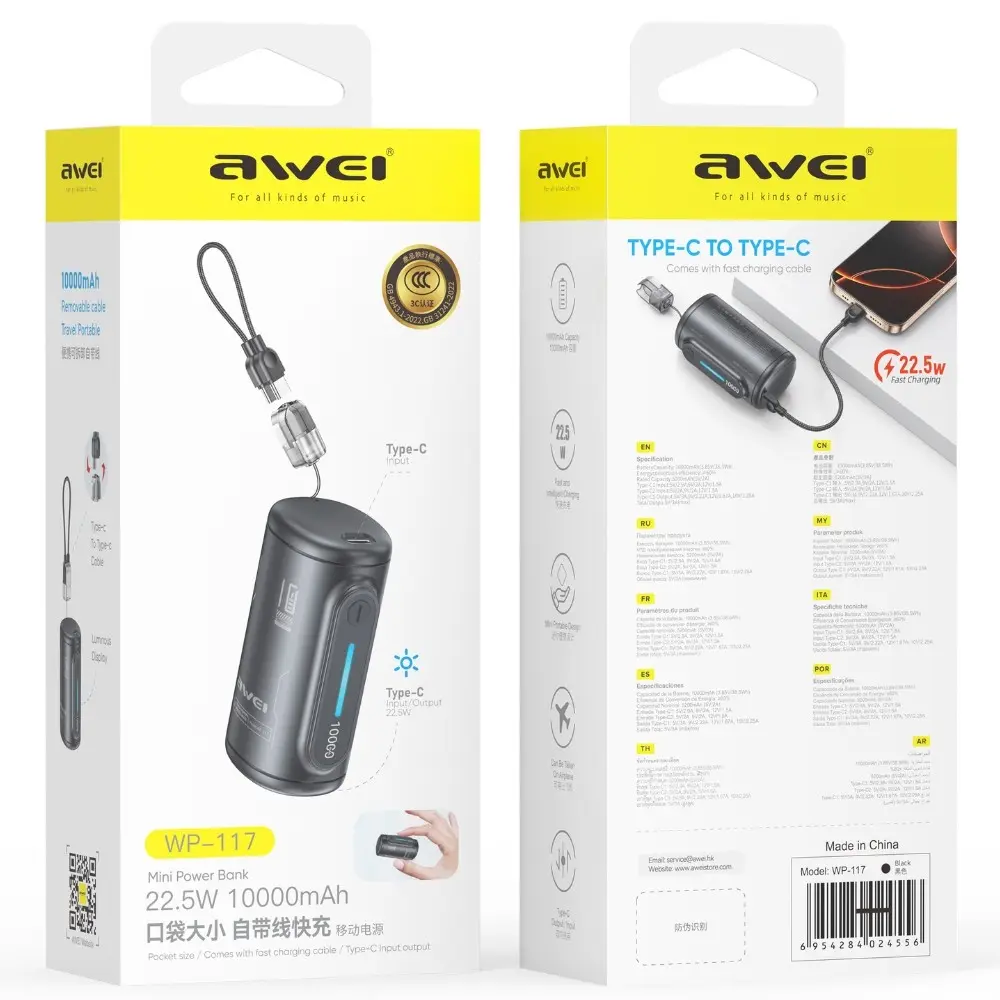 Awei WP-117 Ārējais akumulators 10000mAh Photo 3